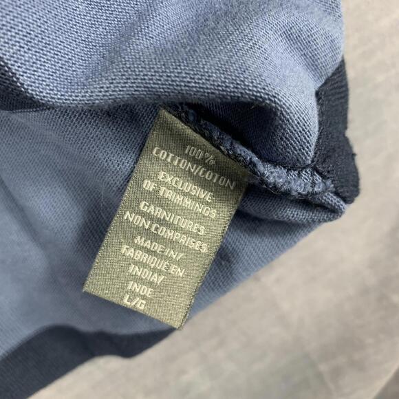 NWT Denver Hayes Mens Size L Navy Blue Striped Long Sleeve Polo Shirt Modern Fit - Picture 7 of 10